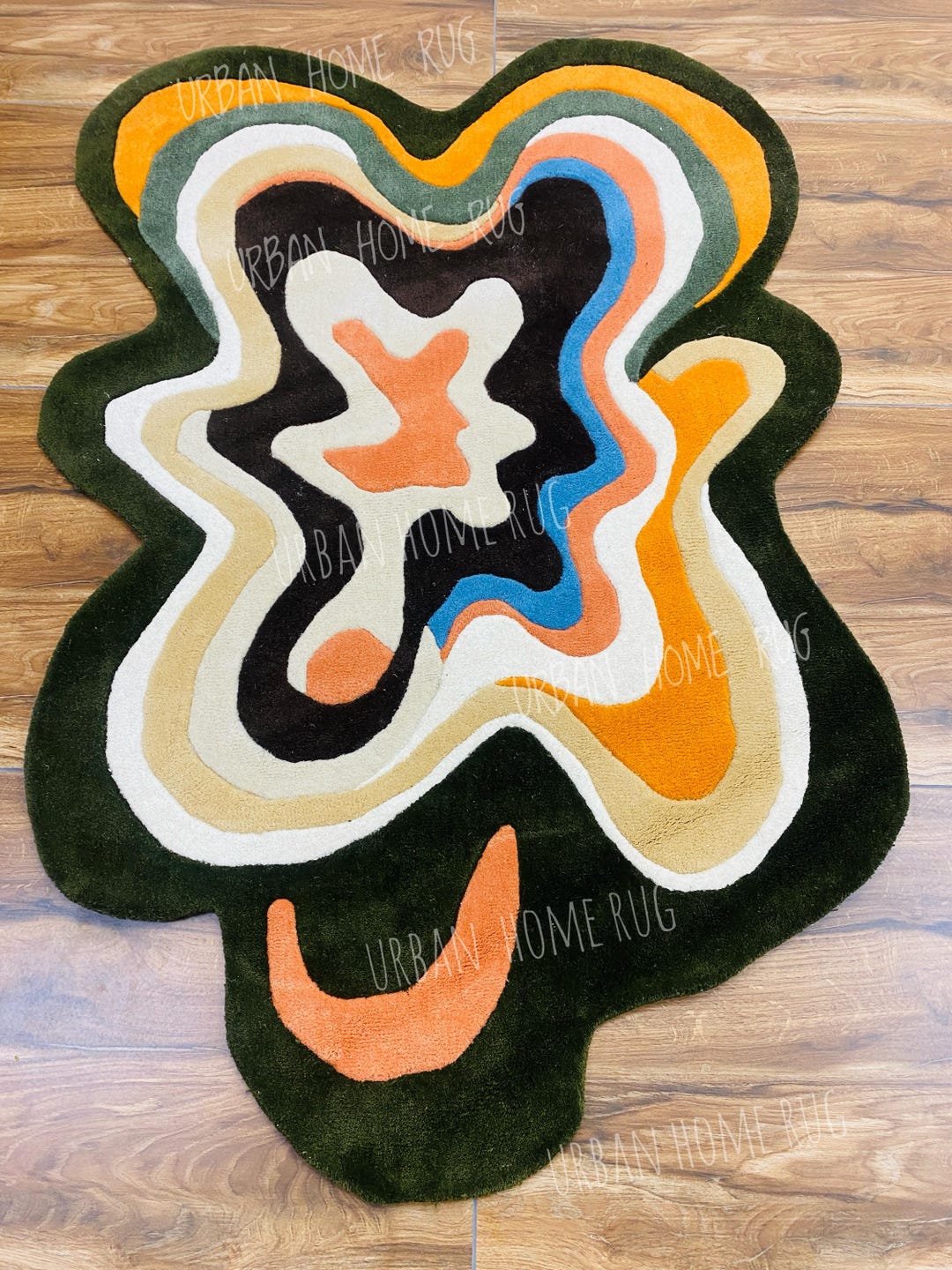 4x6 Feet Abstract Shape Area Rug, Irregular Modern Rug, Colorful Hand ...