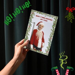 Tarjeta de Navidad de Papá Noel malo para imprimir / Feliz Navidad / Tarjeta divertida de Papá Noel / Tarjeta de felicitación navideña / Descarga digital instantánea