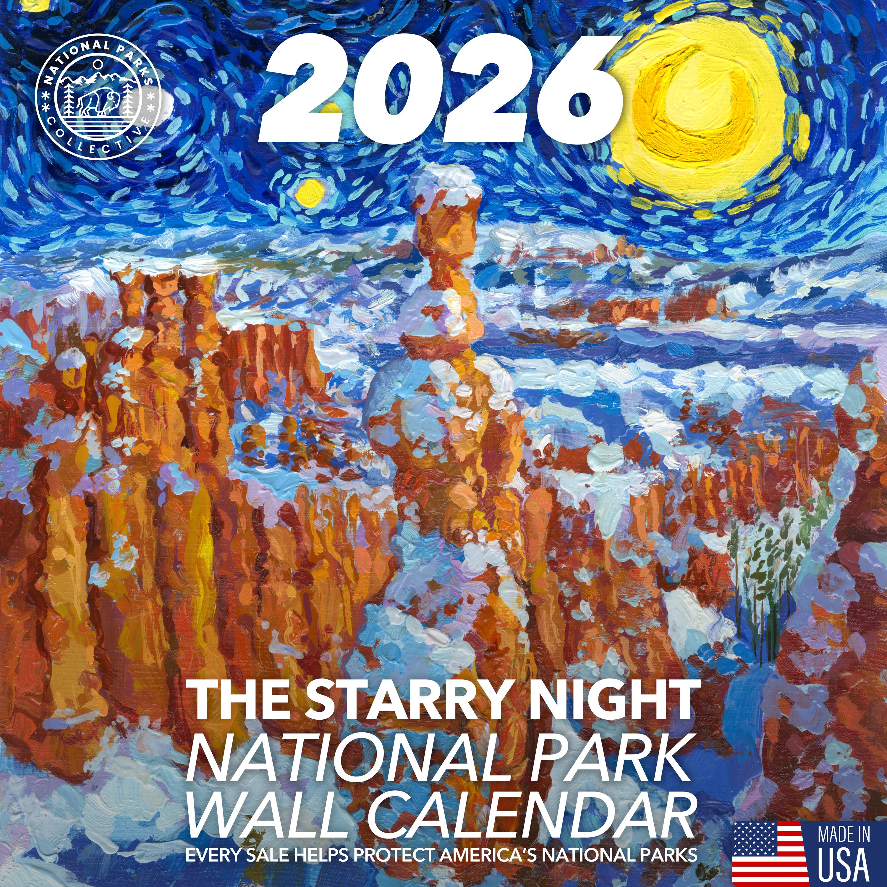 The Original 2026 Starry Night National Parks Wall Calendar | Hand