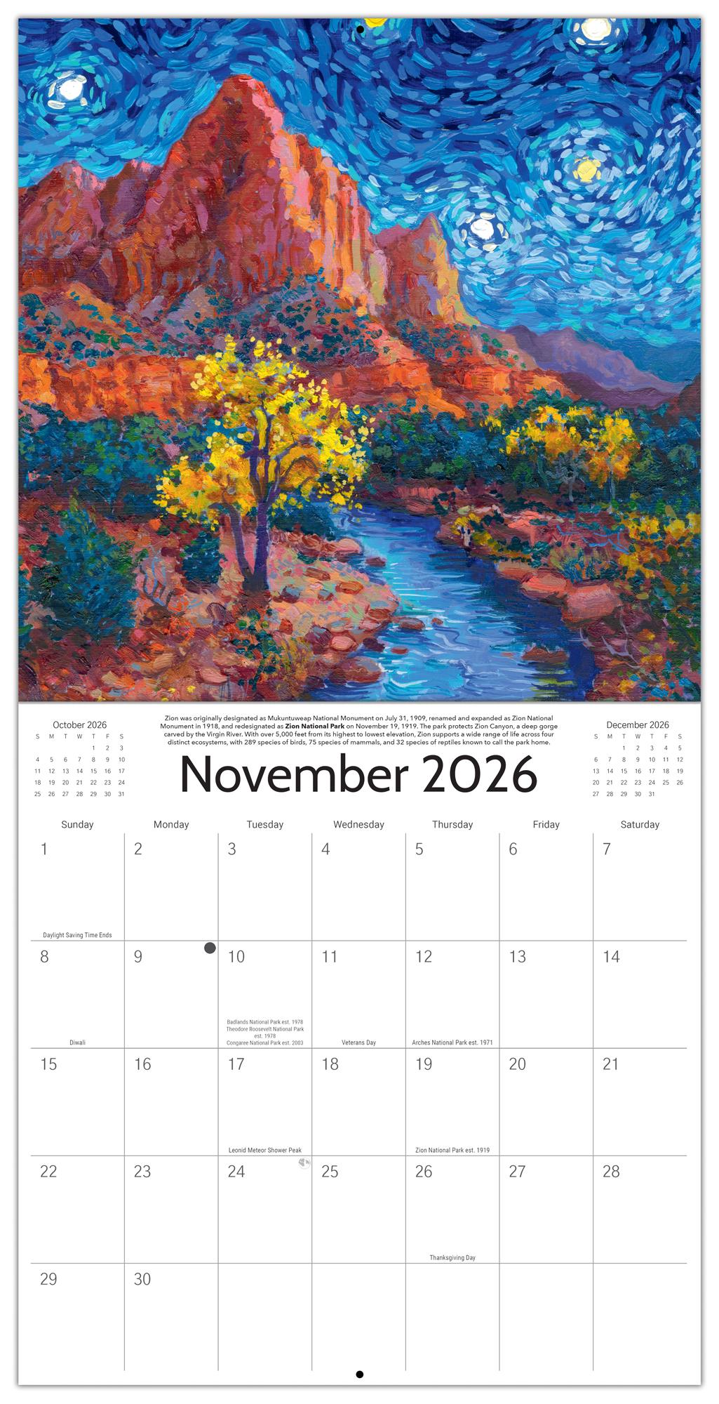 ASTRO ORDINARY HOLIDAY 写真集 日本版（G943） The Original 2026 Starry Night National Parks Wall Calendar | Hand
