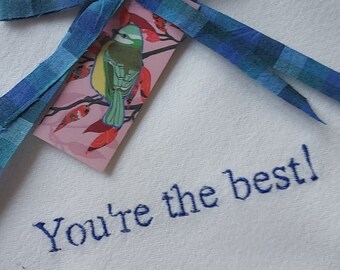 Hankie with "You're the best!" Embroidered on OEKO-TEX Flannel