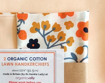 Margot Cream Hankies on Organic Cotton Birch Lawn (Pack of 2)