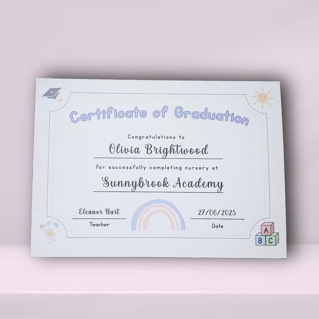 Editable Nursery Graduation Certificate | Printable Preschool Diploma ...