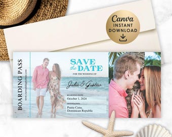 Carta d'imbarco con foto: modello Canva (download immediato)