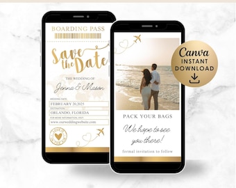 Carta d'imbarco digitale: Save the Date: invito video animato (modello Canva)