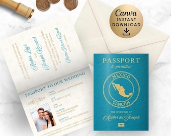 Invito per passaporto messicano: modello Canva (download immediato)