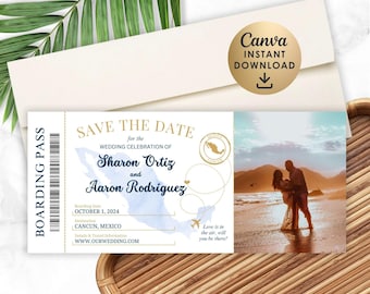 Carta d'imbarco in Messico: modello Canva (download immediato)