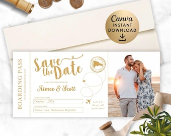 Salva la data della carta d'imbarco: modello Canva (download immediato)