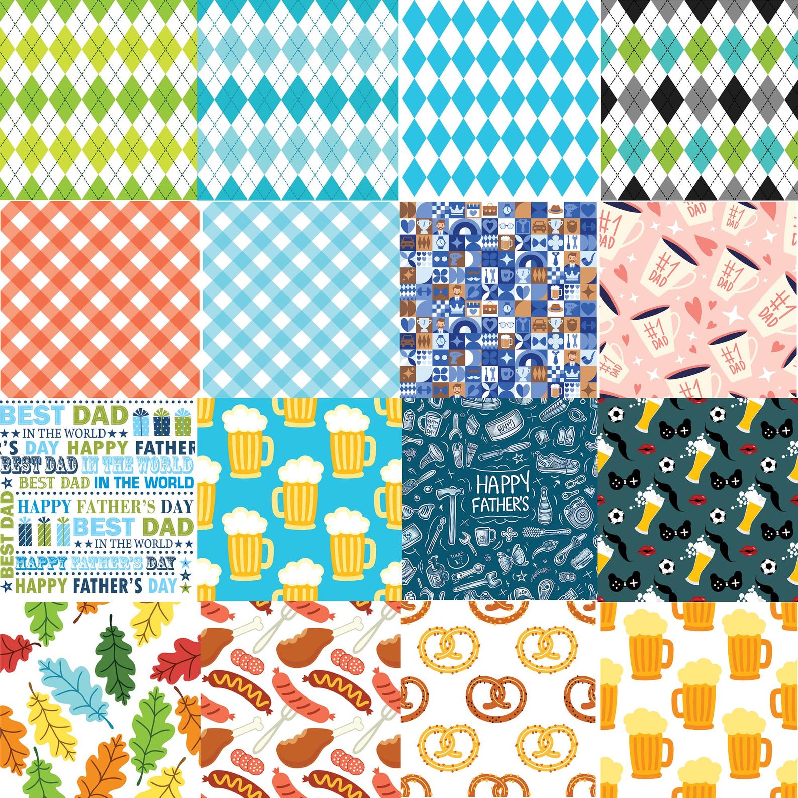 Father’s Day or Dad’s Birthday Seamless Pattern in Colour, BEST DAD ...