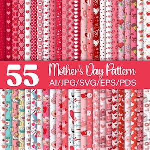 55 Mother's Day Digital Papers, mother's day scrapbooking, printable scrapbook paper instant download, 300DPI.