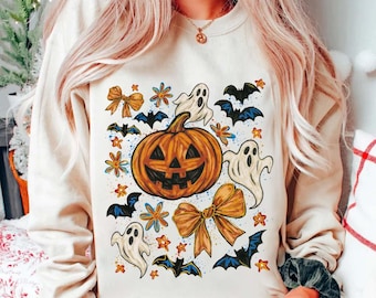 Halloween Pumpkin Ghost PNG: Fall Sublimation Design (Digital Download)