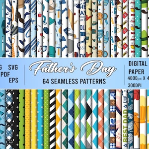 Motivo senza soluzione di continuità a colori per la festa del papà o il compleanno del papà, IL MIGLIOR PAPÀ DI SEMPRE, Carte digitali stampabili, Carte per scrapbooking, Motivi senza soluzione di continuità