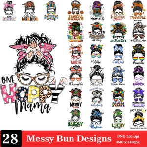 One Happy Mama SVG PNG, mom life svg cut file for cricut, funny christmas png, Mom Life png, messy bun png, USA momlife png.