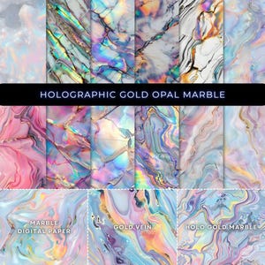 24 motivi olografici in marmo opale senza soluzione di continuità: carta digitale vibrante (uso commerciale, download immediato)