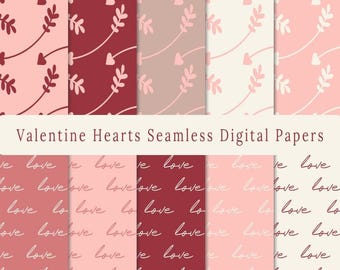 40 papierów walentynkowych, papier cyfrowy z bezszwowym wzorem w kształcie serc, do użytku komercyjnego