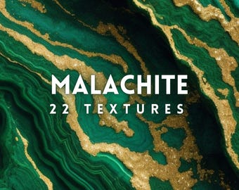 Tekstury złotego malachitu: szmaragdowo-zielone papiery cyfrowe (do użytku komercyjnego)