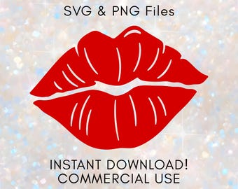 Czerwone usta, pocałunek, wydruk svg, projekt wektorowy pocałunku, projekty PNG, wykorzystanie komercyjne