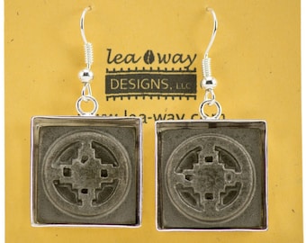Adinkra "Cleverness" Burnished Steel Ceramic Dangle Earrings for Her