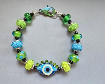 Lampwork bracelet with evil eye bead