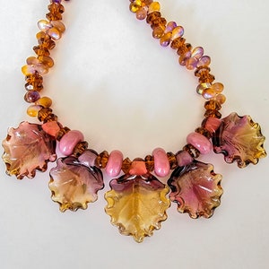 Fall leaves necklace*lampwork leaves