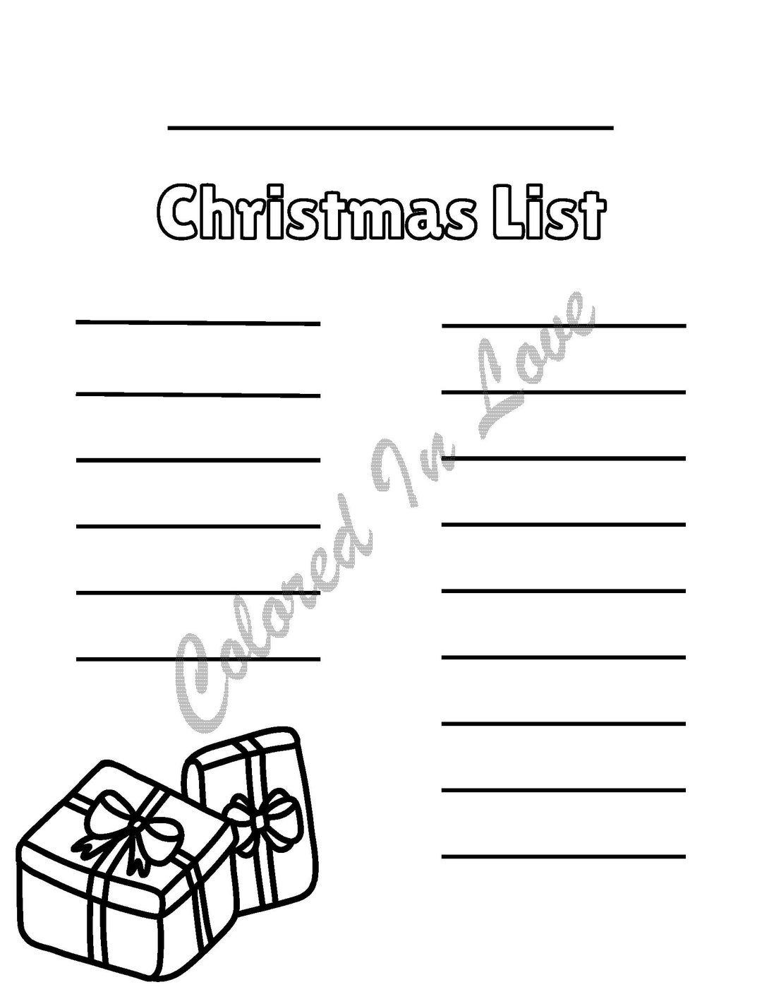 Printable Christmas List Coloring Page - Etsy