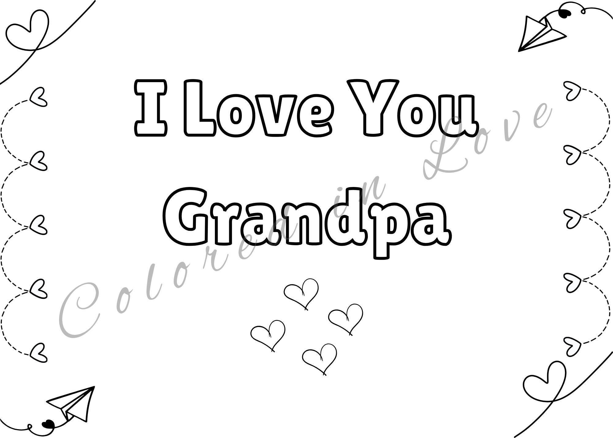 I Love You Grandpa Coloring Page Printable (PDF Download) – Kids ...