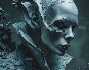 Dark Gothic Surreal Portrait: 300 DPI Printable Art (Digital Download)