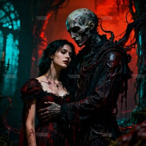Gothic Horror Lovers Art • Undead Romance Digital Download • Dark Fantasy Macabre Print