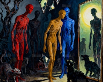 Surreal Horror Creatures Art • Dark Fantasy Digital Download • Macabre Surrealism Wall Print