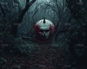 The Hollow Idol – Dark Surreal Forest Artwork by TimoDark | 1:1 300 DPI Digital Download