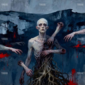 Dark Surreal Horror Art Print – Tormented Figure, Gothic Macabre (Digital Download)