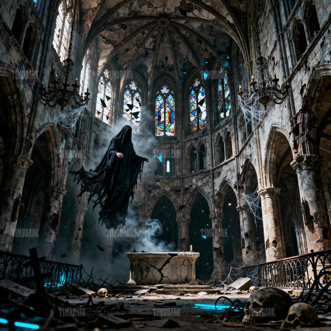 Haunted Cathedral Ghost Art • Dark Gothic Horror Digital Download ...