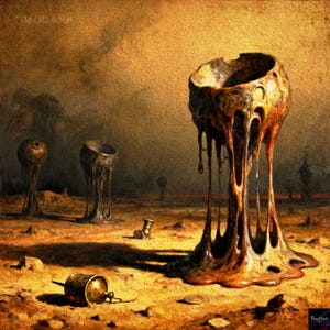 Surreal Melting Forms Wall Art, Dark Fantasy Desert Printable, Gothic Horror Digital Download by TimoDark