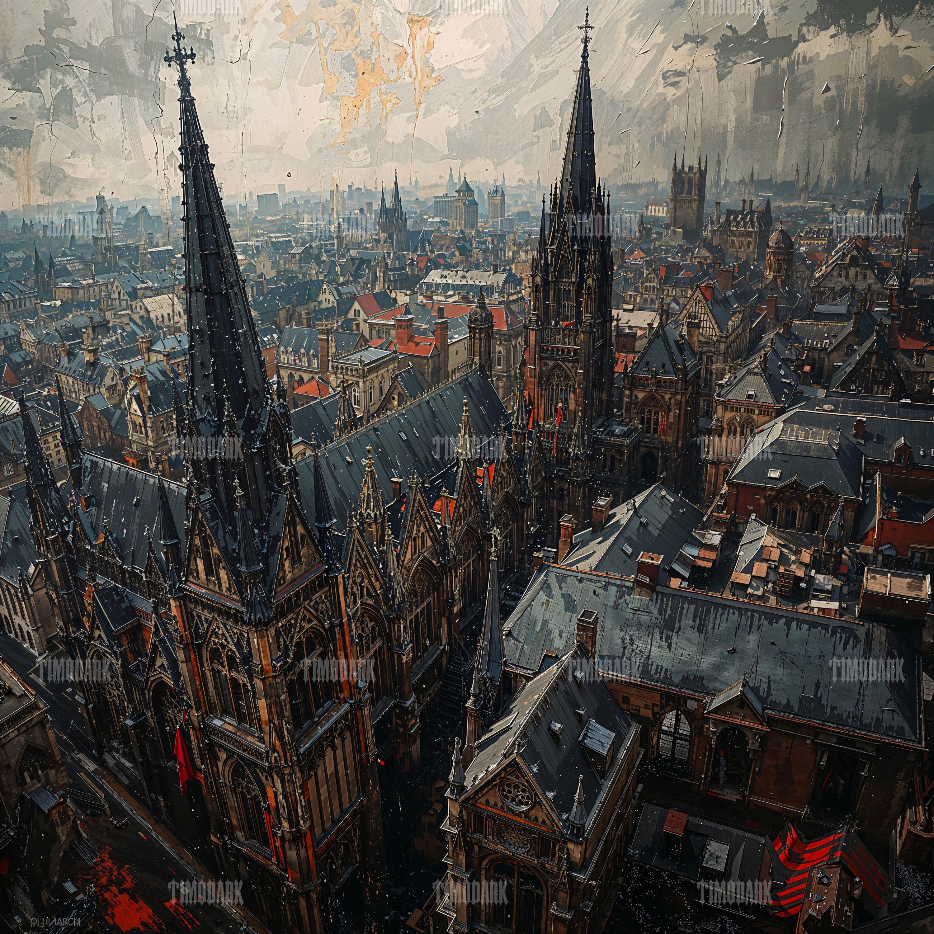 Gothic City of Spires – Atmospheric Architecture Art by Timodark | 1:1 ...