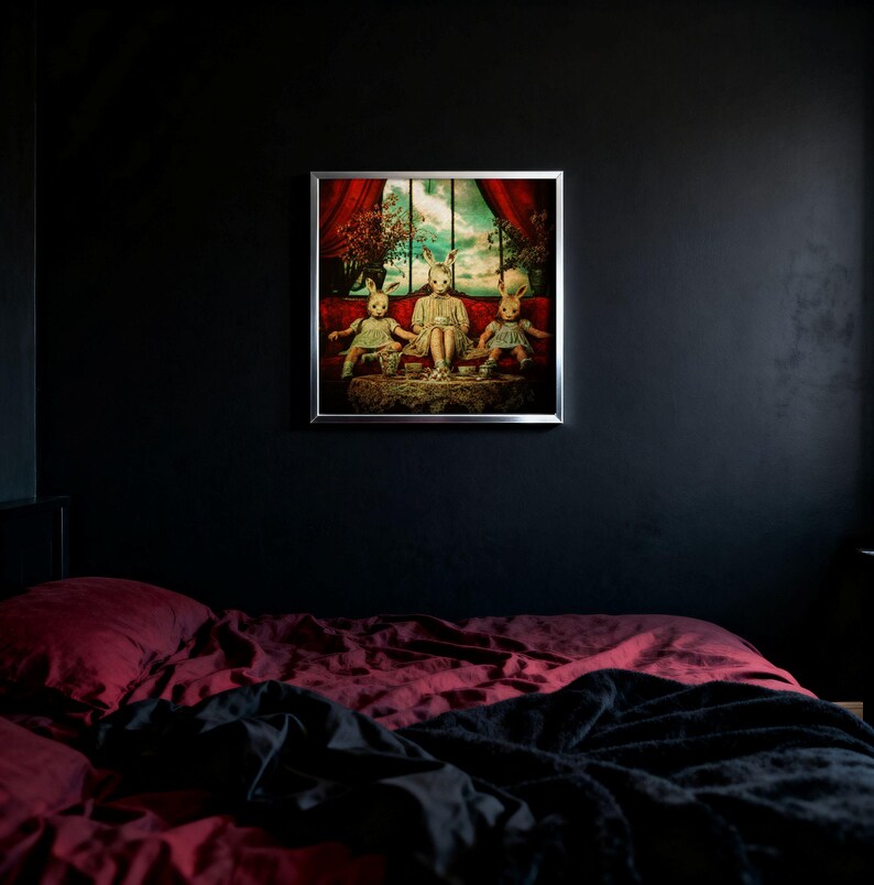 creepy-bunny-mask-horror-art-print-surreal-gothic-tea-party-decor