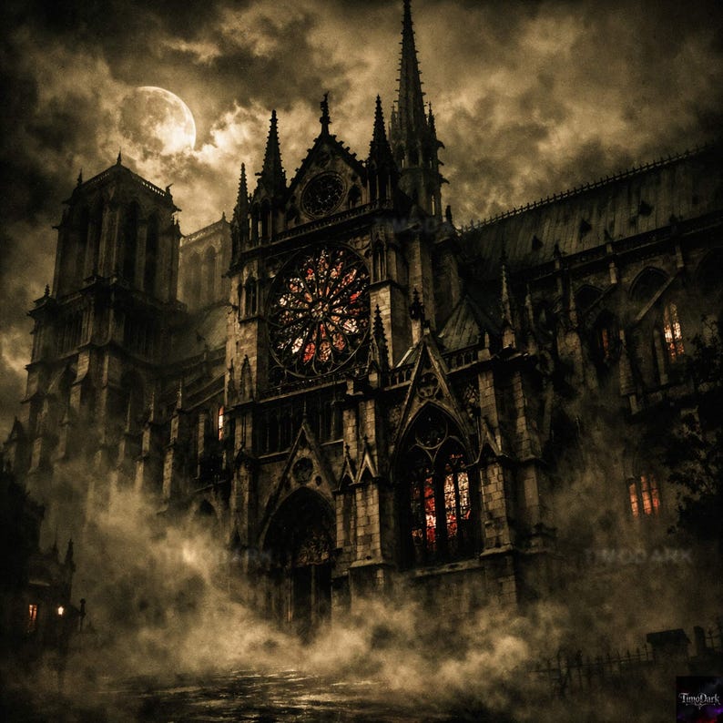The Light Within - Gothic Cathedral Wall Art, Dark Fantasy Print ...