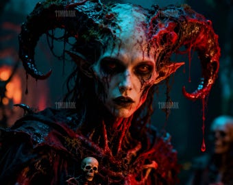 Infernal Demon Portrait – Gothic Horror Art Print | Dark Fantasy Creature | 300 DPI Digital Download