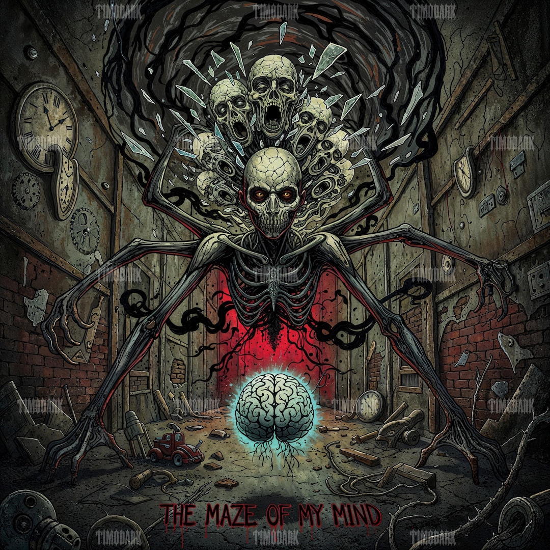 Surreal Horror Art Print – Gothic Mind Maze, Dark Fantasy (digital