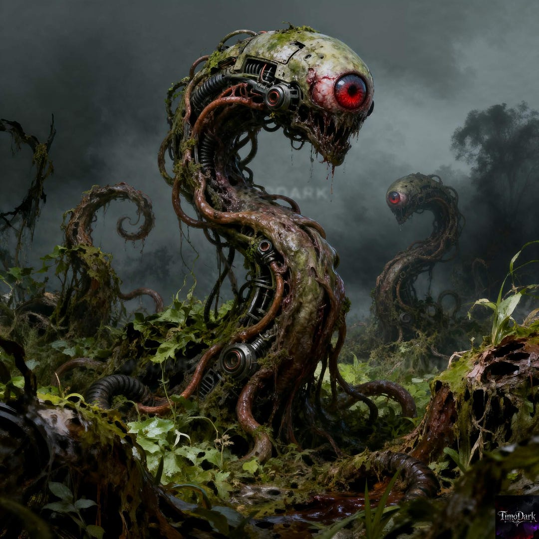 Biomechanical Horror Entities Art Print, Organic Sci Fi Monster, Dark ...
