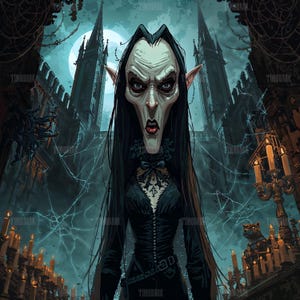 Vampire Crypt Queen – Gothic Vampire Portrait by TimoDark | 1:1 300 DPI Digital Art Print