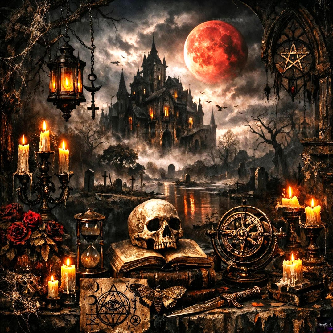 The Crimson Cathedral – Gothic Dark Fantasy Art Print, Occult Still ...