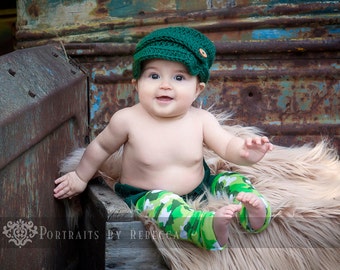 Green Camouflage Baby Leg Warmers