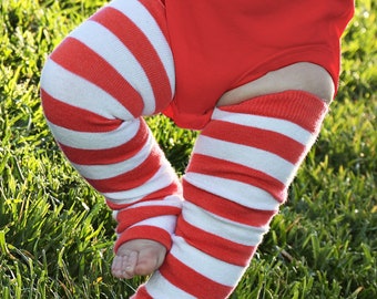 Red and White Striped Christmas Baby Toddler Legwarmers