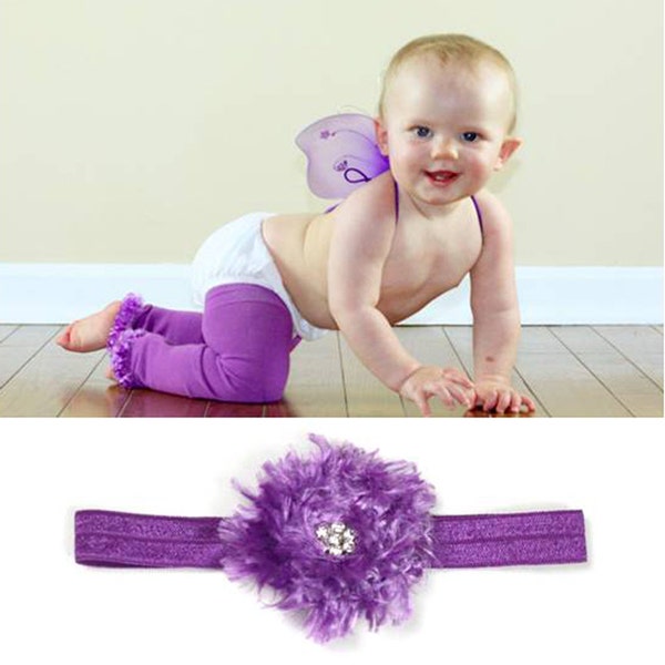 Purple Baby Leg Warmers Headband Set