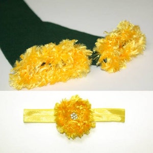 Green and Yellow Green Bay Packers Baby Leg Warmers and Headband Set image 1