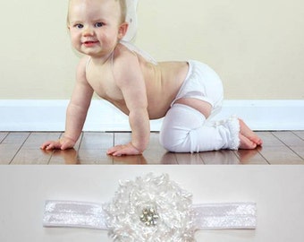 White Baby Leg Warmers and Headband Set