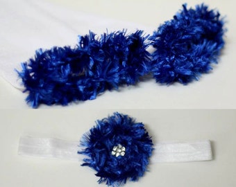 White and Blue Indianapolis Colts Duke Blue Devils Baby Leg Warmers and Headband Set