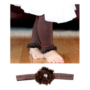 Brown Baby Leg Warmers and Headband