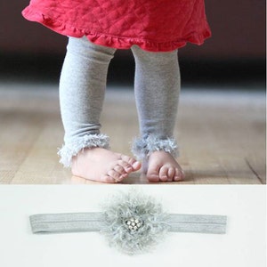 Silver Gray Holiday Baby Toddler Leg Warmers and Headband