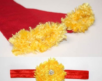 Red and Gold Kansas City Chiefs 49ers Cyclones Baby Leg Warmers and Headband Set